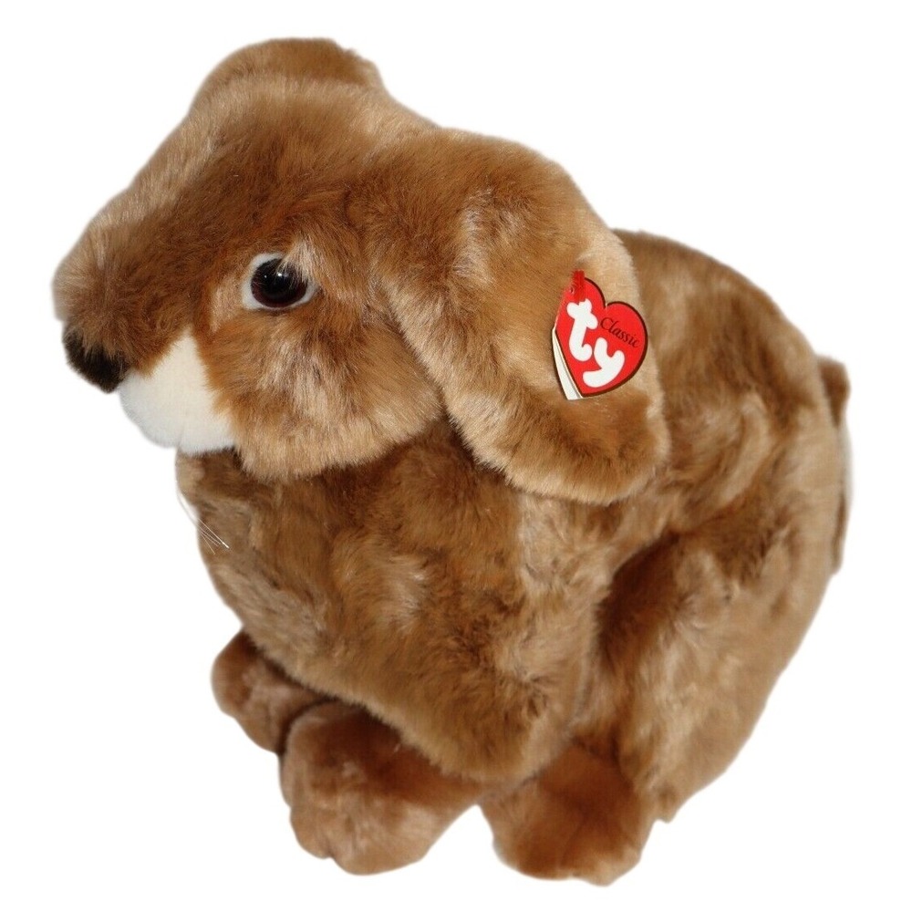 Ty Classic Brown Bunny Rabbit Plush Floppy Ears White Tail Stuffed Animal 14"